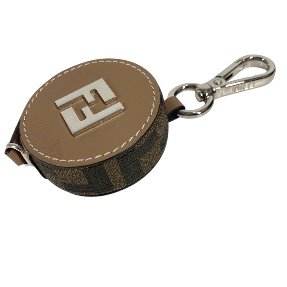 FENDI Zucca FF Logo Measuring Tape Scale Accessory Bag Charm Keychain Leather... - Picture 3 of 7